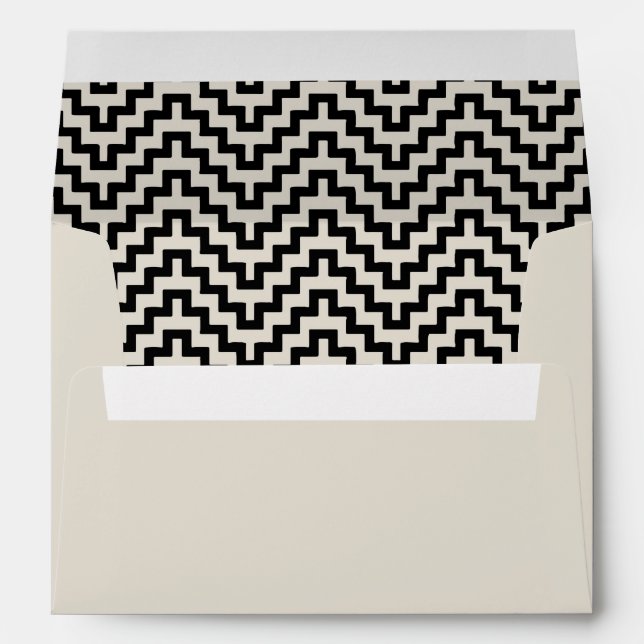Enveloppe Correspondance Motif élégant noir et blanc rétro (Dos (Bas))