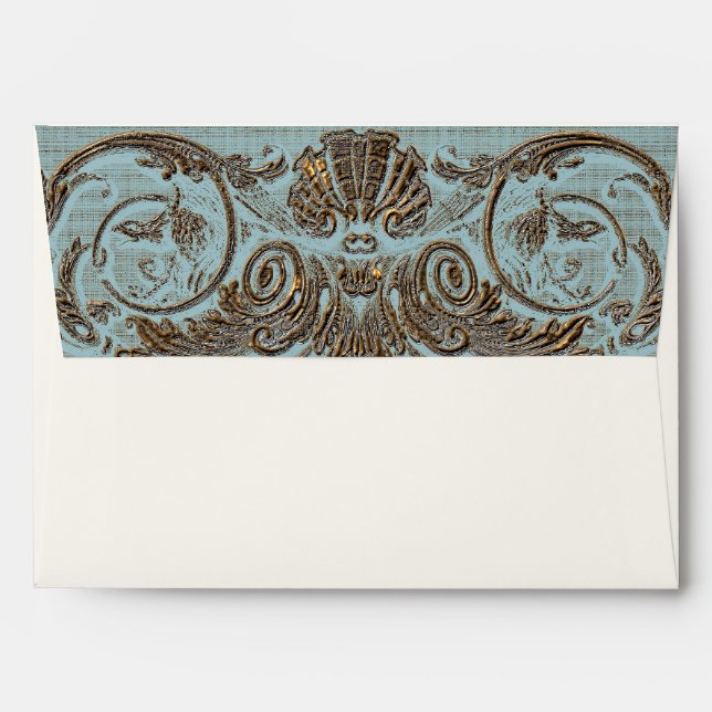 Enveloppe correspondante Dentelle d'or baroque ble (Dos (Haut rabat))