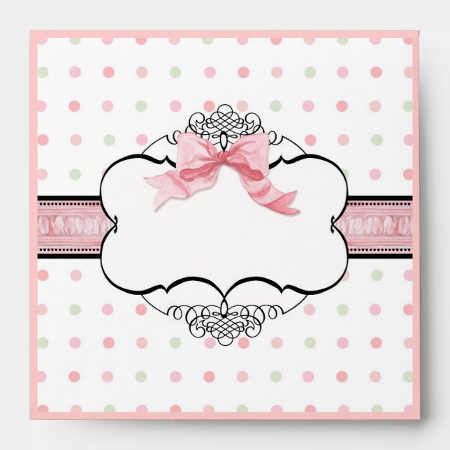 Enveloppe correspondante - French Bow Dot Swirl v3 (Devant)