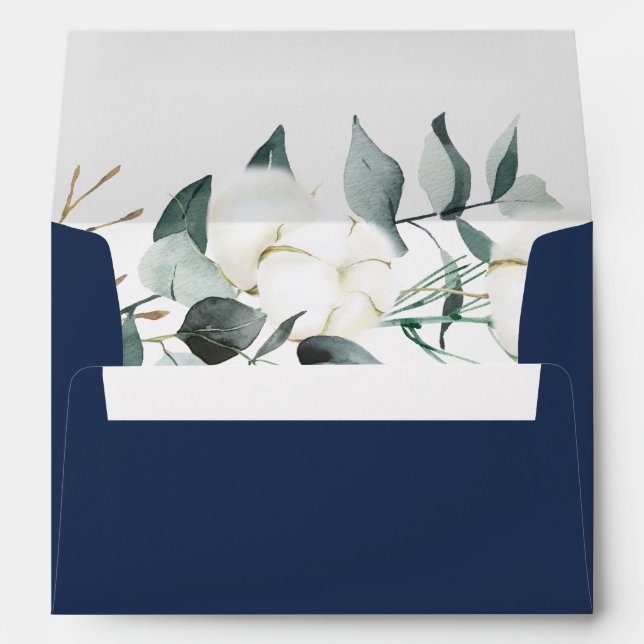 Enveloppe Coton d'Eucalyptus | Marine Moderne (Dos (Bas))