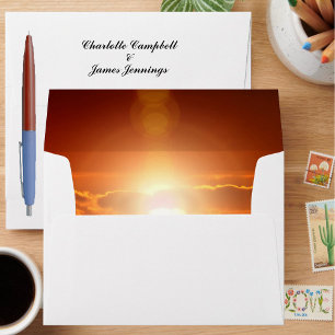 Enveloppe Coucher de soleil Orange Golden Sky Sea Gold Insid