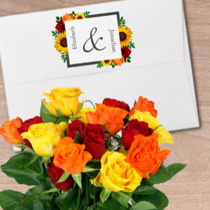 Enveloppe Coucher de soleil Tournesol Rose Fleurs Mariage