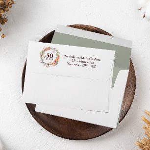 Enveloppe COULEUR CHAUDE Floral Garland 50E ANNIVERSAIRE