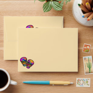 Enveloppe Couple de squelettes de Dia De Los Muertos