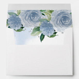 Enveloppe Couronne argentée de Quinceanera fleur bleu clair