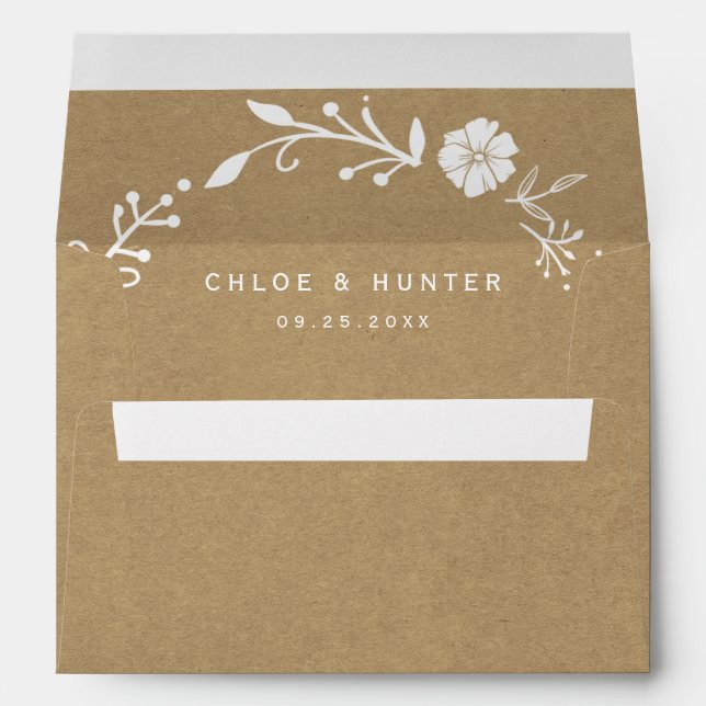 Enveloppe Couronne botanique florale rustique Faux Kraft 5x7 (Dos (Bas))