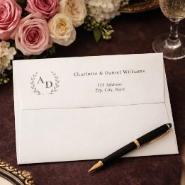 Enveloppe Couronne de monogramme taupe ivoire pour adresse d