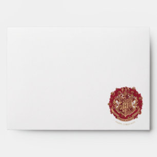 Enveloppe Couronne de Noël au blason de Poudlard™ Rouge