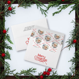 Enveloppe Couronne de Noël avec fleurs blanches et photo