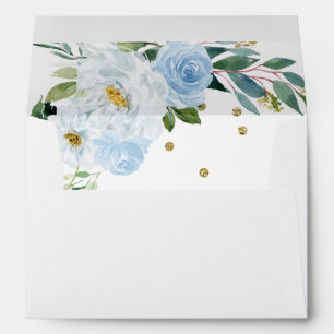 Enveloppe Couronne de Quinceanera or Fleur Bleu Bébé