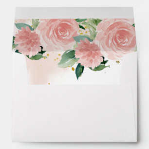 Enveloppe Couronne de Tiare Or Quinceanera Fleurs Rose Pâle