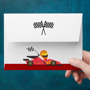Enveloppe Course automobile Deux Jeunes Garçons Fête d'Anniv