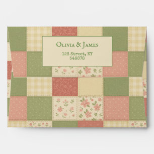 Enveloppe Courtepoint Patchwork Vert Rose Fleurie Maison de