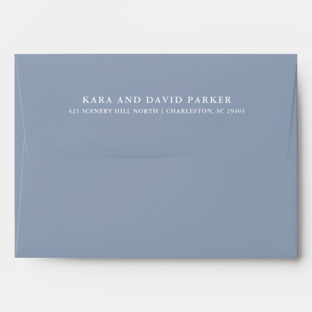 Enveloppe Couture élégante | Dusty Blue Mariage (Dos (Haut rabat))