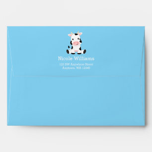 Enveloppe Cow Boy Baby shower Blue Return Adresse :