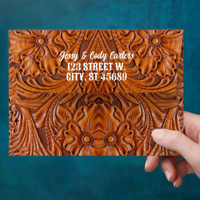Enveloppe Cowboy Rustic Couples Western Mariage campagnard (Hand)