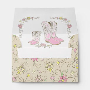Enveloppe Cowgirl Baby shower Pays Western Rose Girl