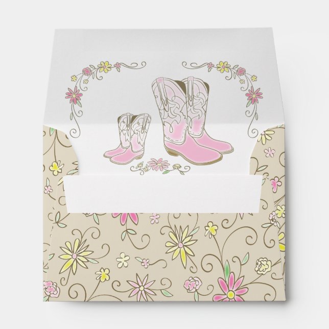Enveloppe Cowgirl Baby shower Pays Western Rose Girl (Dos (Bas))
