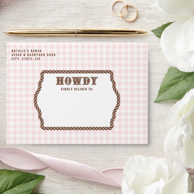 Enveloppe Cowgirl rose | Silhouette du cheval | Anniversaire (Wedding)