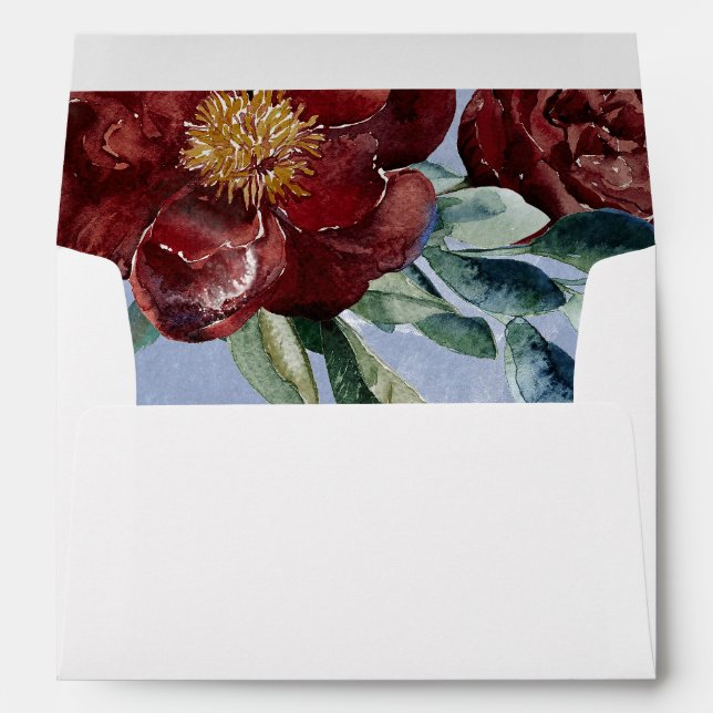 Enveloppe Cranberry Burgundy et Dusty Blue Mariage (Dos (Bas))