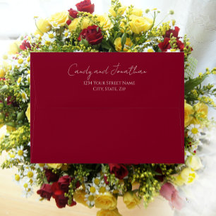 Enveloppe Cranberry Red Style simple Mariage de script moder