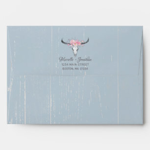 Enveloppe Crâne de vache rustique Boho Blush Floral Bleu