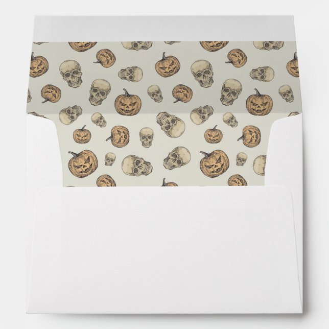 Enveloppe Crânes et Citrouille Motif d'Halloween (Dos (Bas))