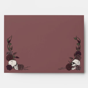 Enveloppe Crânes et Roses Mauve Foncé