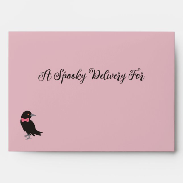 Enveloppe Crânes Fantômes roses Ravens Chats Fille Halloween (Devant)
