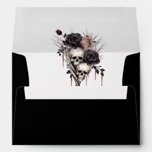 Enveloppe Crânes Rose gothiques noirs