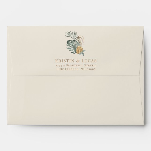 Enveloppe Cream Tropical Oasis Monstera Papas Mariage (Dos (Haut rabat))