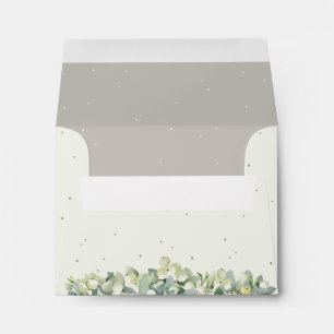 Enveloppe Crème/Beige Intérieur Snowberry+Eucalyptus Mariage