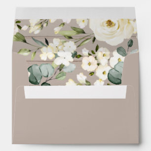 Enveloppe Crème Blanc Floral Faire-part de mariage Rustique 