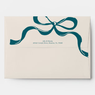 Enveloppe Crème Bleue Moderne Grosse Bow Adresse de préretou