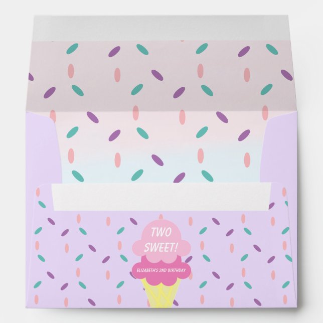 Enveloppe Crème de glace 2ème anniversaire (Dos (Bas))