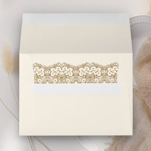 Enveloppe Crème et dentelle dorée 