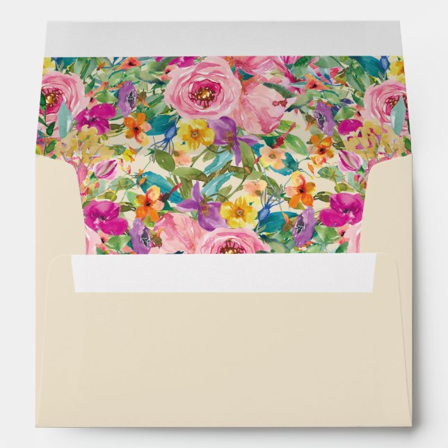 Enveloppe Crème Fleur sauvage rose violet bleu jaune jaune (Dos (Bas))