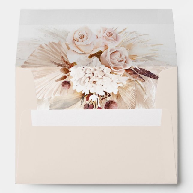 Enveloppe Crème Roses Light Pastel Elegant Boho Mariage (Dos (Bas))