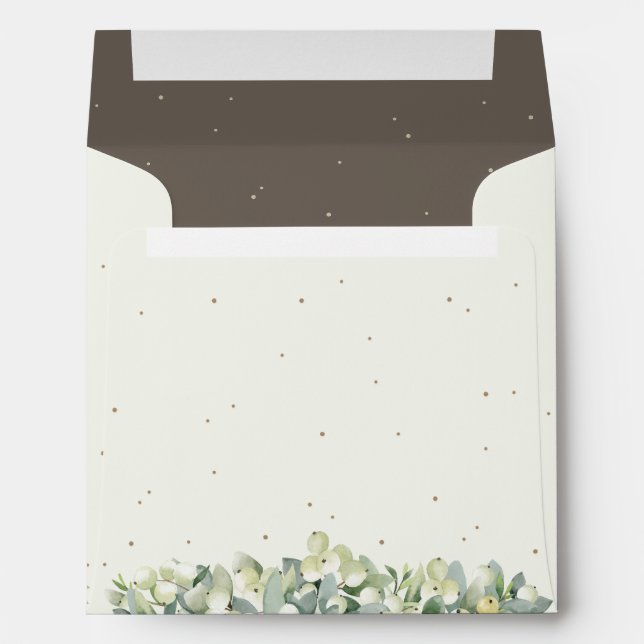Enveloppe Crème/Snowberry Brown+Mariage Eucalyptus Carré (Dos (Bas))