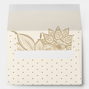 Enveloppe Crème Vintage et Mehndi Henna Or