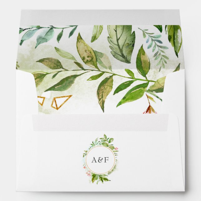 Enveloppe Cristal vert Mariage monogramme (Dos (Bas))