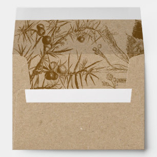 Enveloppe Croquis botanique rustique Mariage papier Kraft