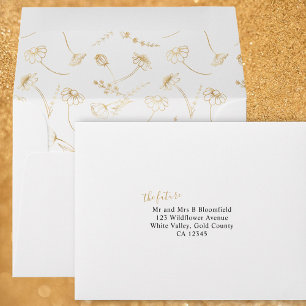 Enveloppe Croquis Fleur sauvage d'or auto-adressés RSVP