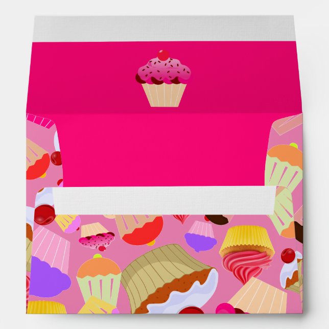 Enveloppe Cupcake rose vif - Faire-part de mariage (Dos (Bas))