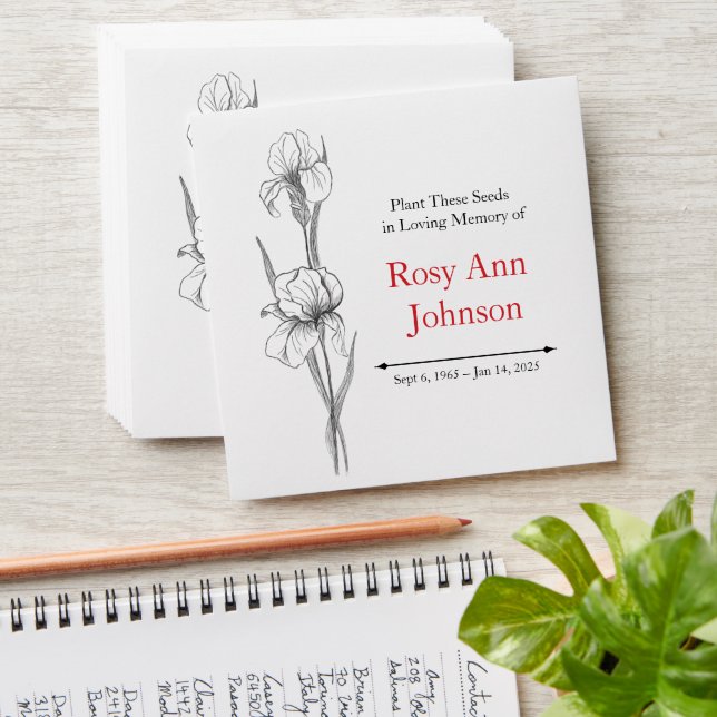 Enveloppe Custom Iris Memorial Seed Envelope (Stacked)