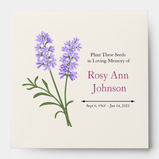 Enveloppe Custom Lavender Memorial Seed Envelope (Devant)