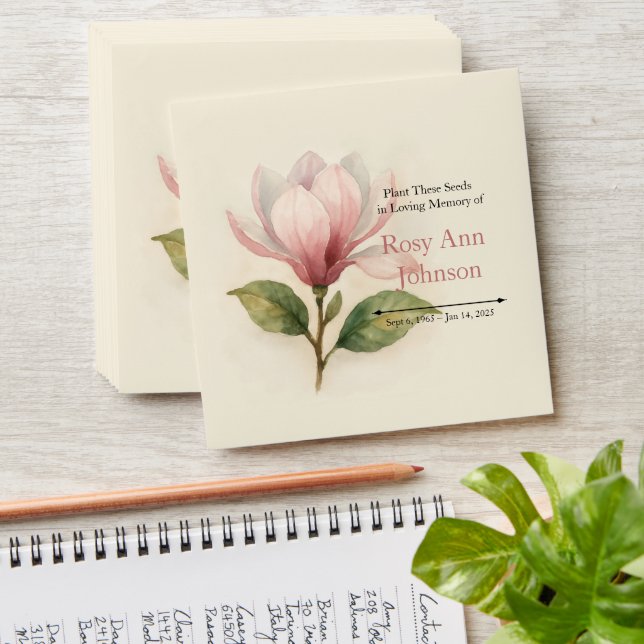 Enveloppe Custom Magnolia Memorial Seed Envelope (Stacked)