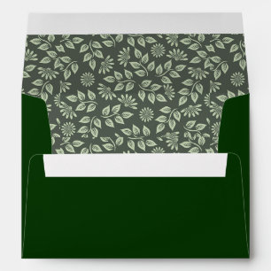 Enveloppe Customisé Classique Monogramme Mariage vert foncé.