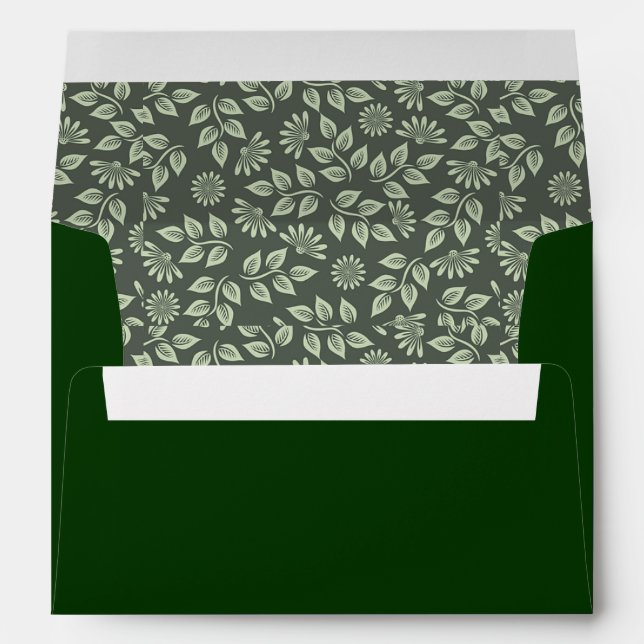 Enveloppe Customisé Classique Monogramme Mariage vert foncé. (Dos (Bas))