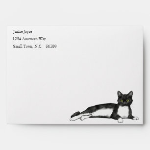 Enveloppe Customisée Chat noir et blanc